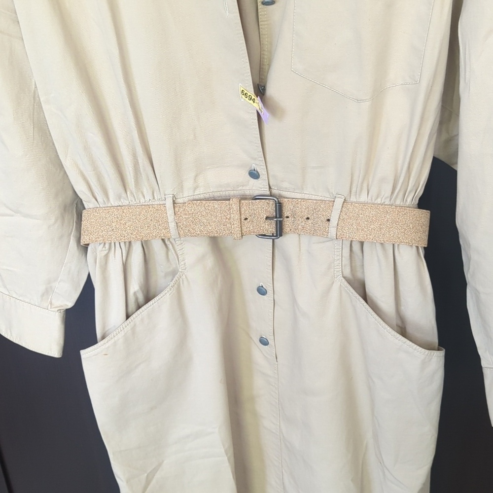 Vintage Liz Claiborne Tan Belted Jacket Dress - Size 12 Good Condition - Picture 5 of 10